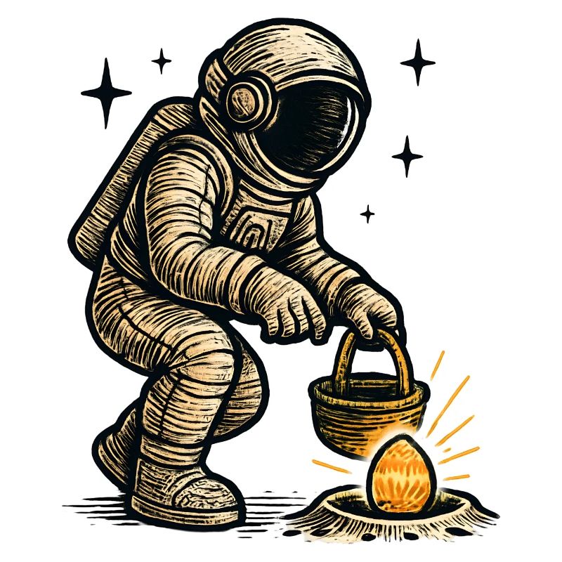 Astronaut collects easter egg
