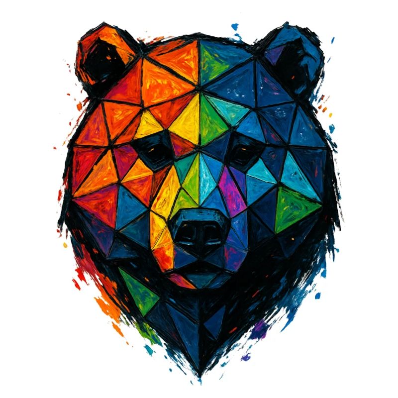 Bunte Pop-Art-Low-Poly-Bär