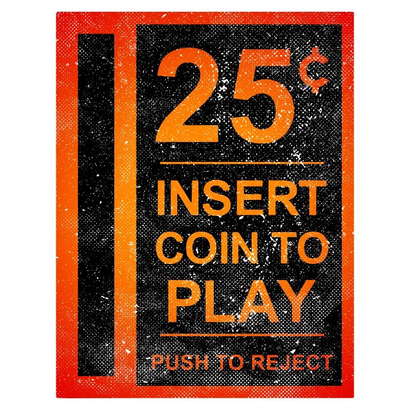 Insert Coin Retro Arcade Videogame Bartop Funny