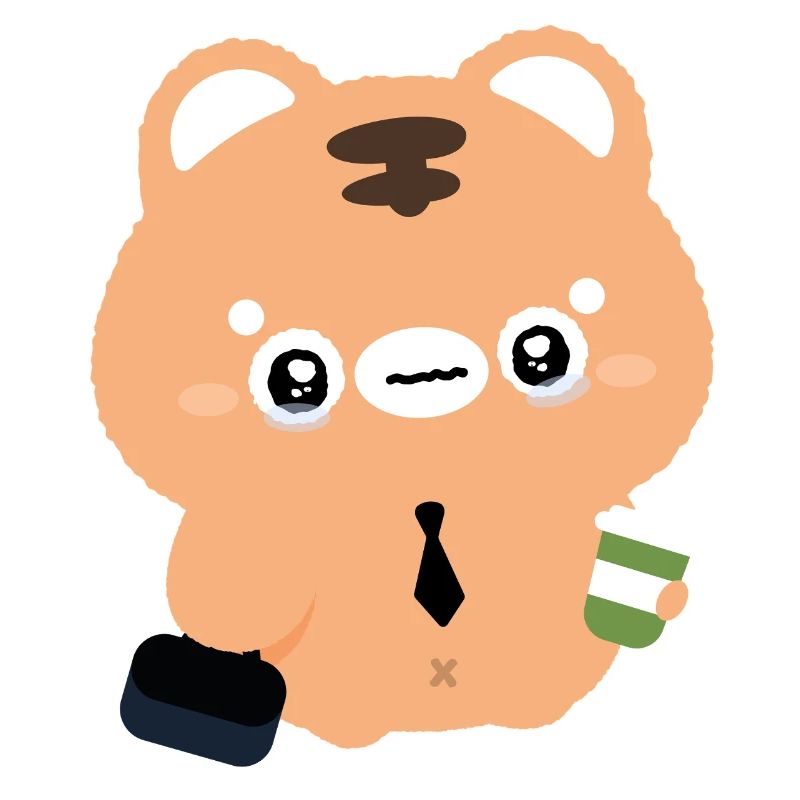 Kawaii Tiger weint mit Kaffee