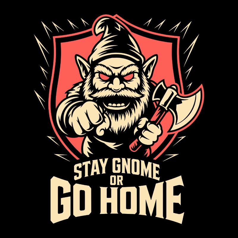 Evil Gnome, Dark Gnome, Goth Gnome, Funny Gnome