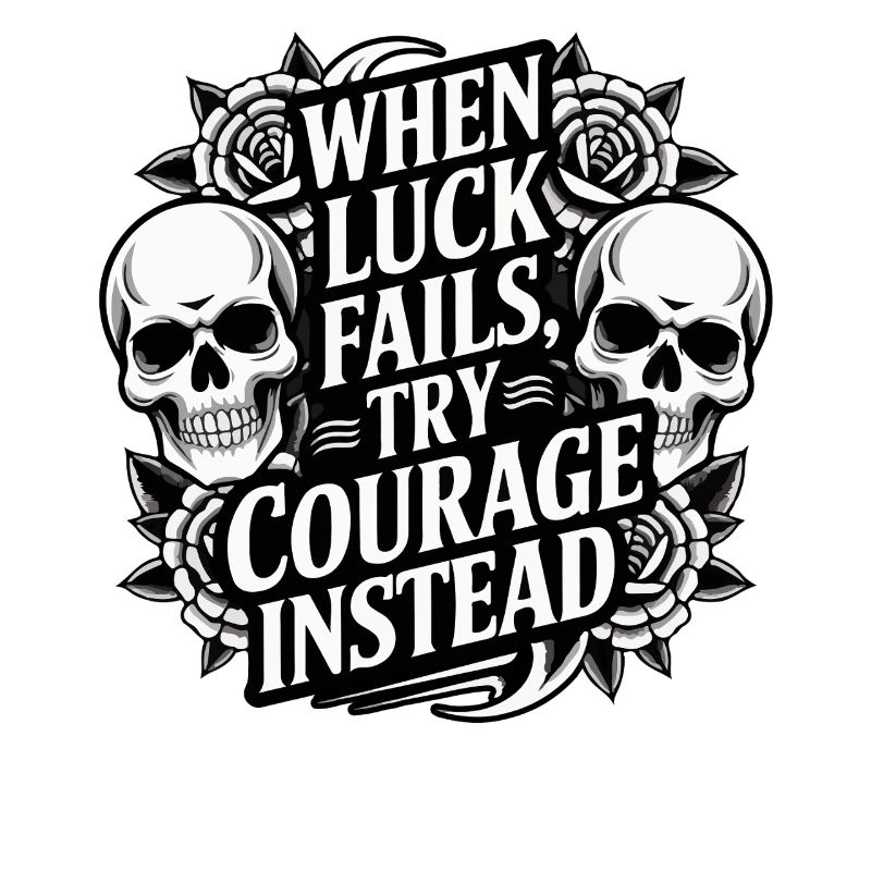 Courage Over Luck Skull Roses