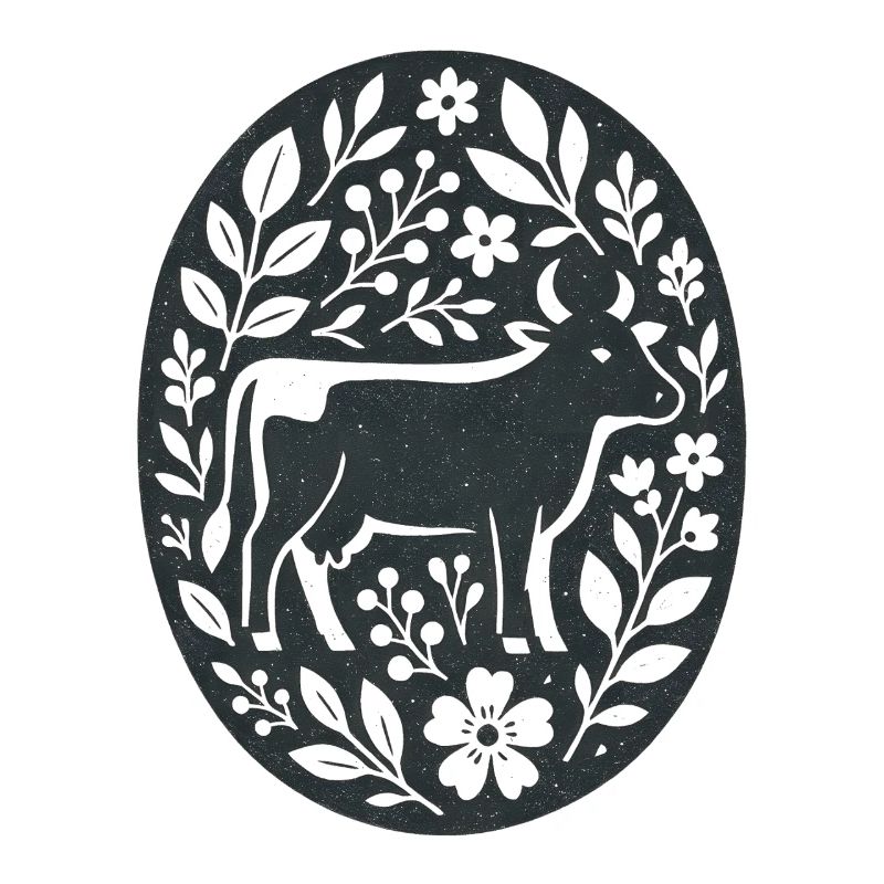 Vache | Art populaire des fleurs de ferme