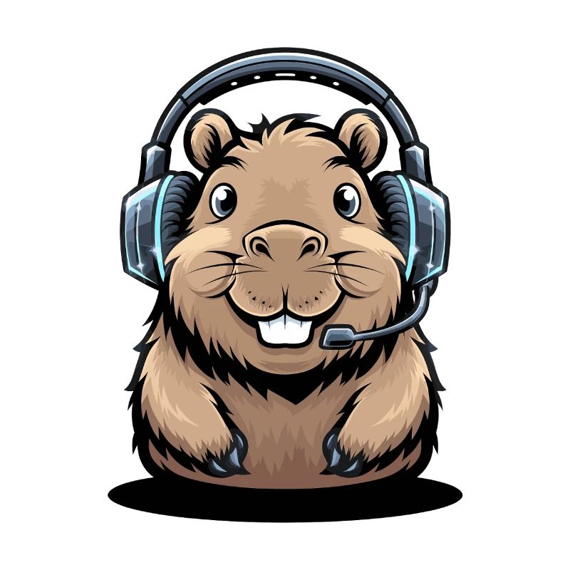 Joueur Capybara avec casque mignon Gaming capybara