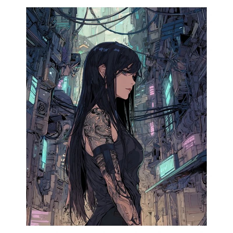 Diva cybernoir dans la jungle néon