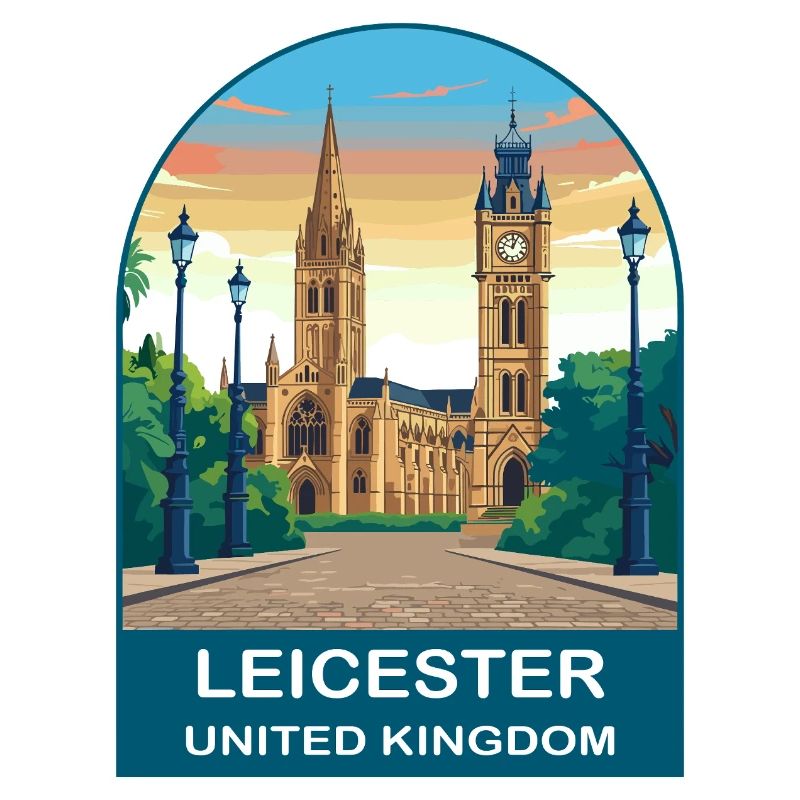 Conception d’affiche de voyage Leicester Skyline UK