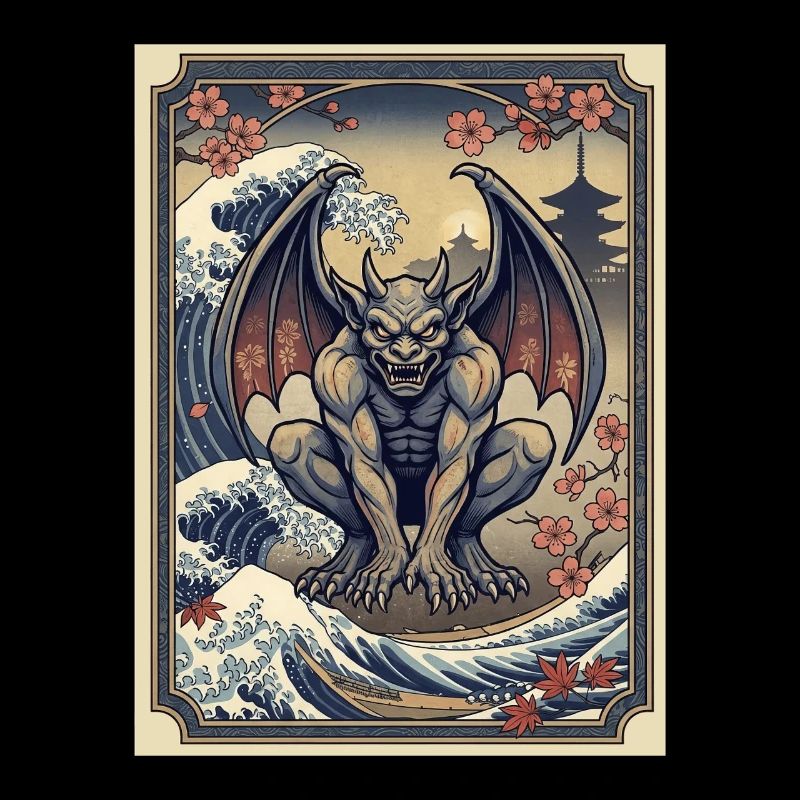 Gargoyle in Japanese wave style