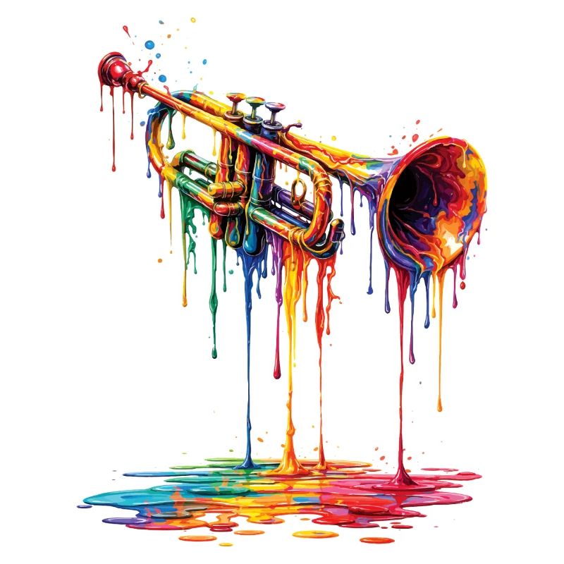 Trompette avec de la peinture qui goutte