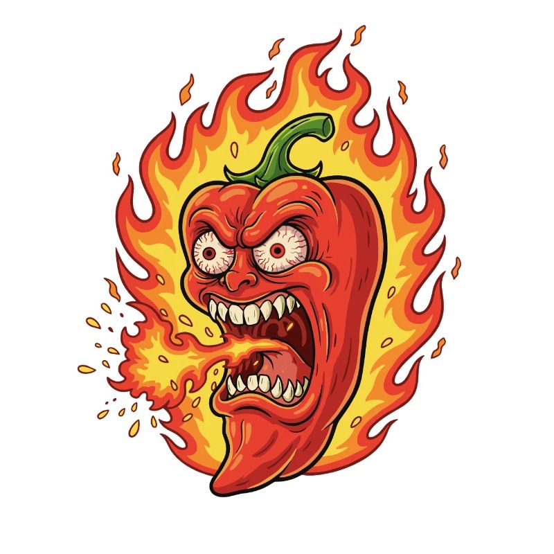 Flame Pepperoni Angry Face
