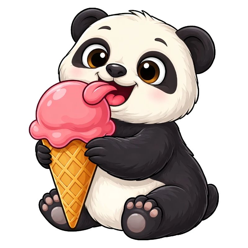 Süßer Panda Eiscreme Tier Kunst Kinder Sommer Kawa