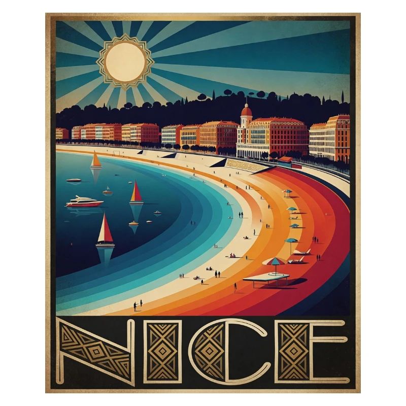 Nice Vintage – Côte d’Azur – Affiche Rétro Plage 