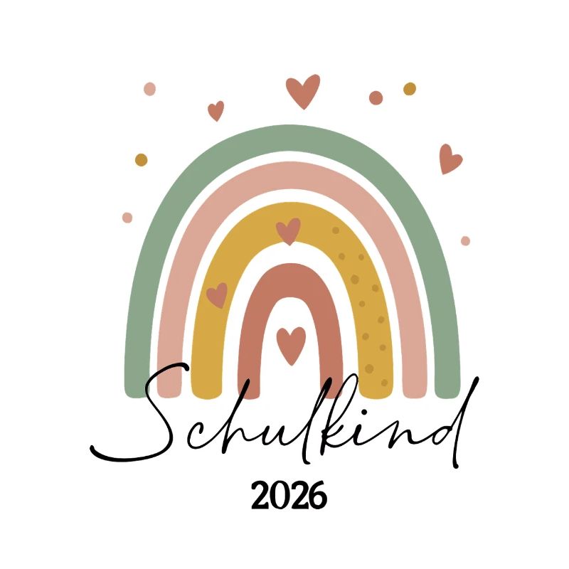 Schulkind 2026 Pastellregenbogen mit Herz