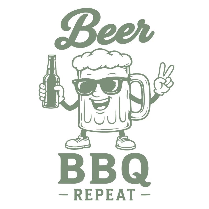 BEER BBQ REPEAT Grillen Bier Grafik