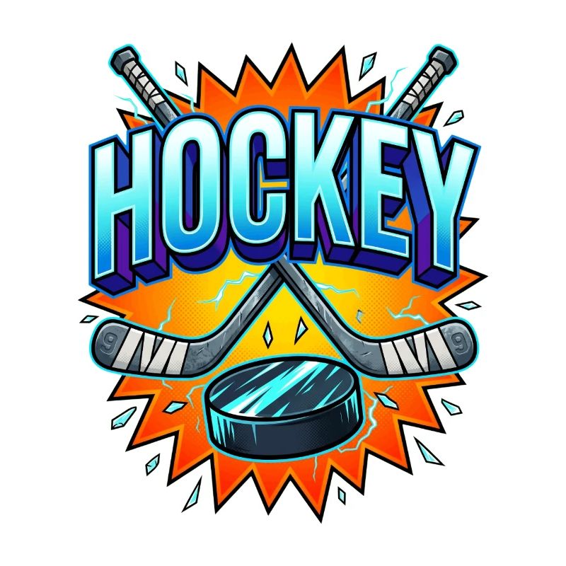 Eishockey Comic Style Schläger und Puck