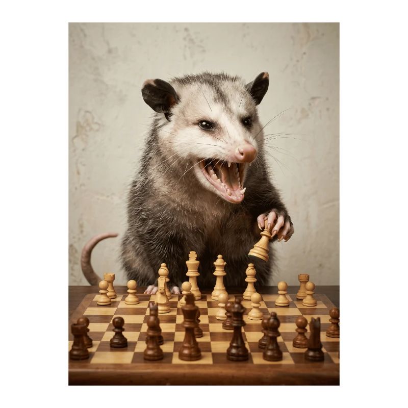 Opossum spielt Schach
