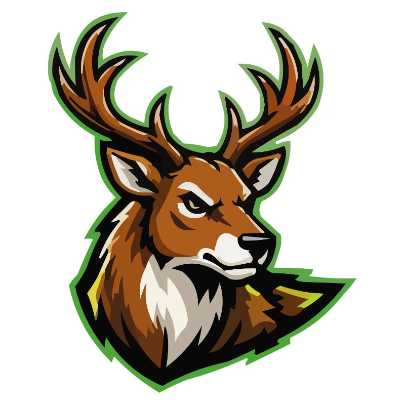 Wild Deer Head Cartoon Style