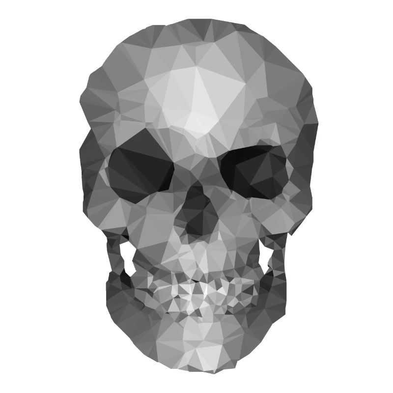 Grey Polygon Skull - Geometric Skeleton Head