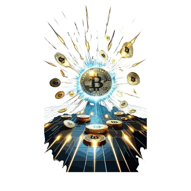 Bitcoin Explosion Digital Art Design