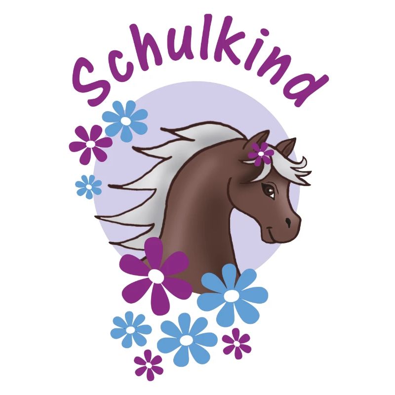 Écolier - Poney à fleurs - Bleu violet
