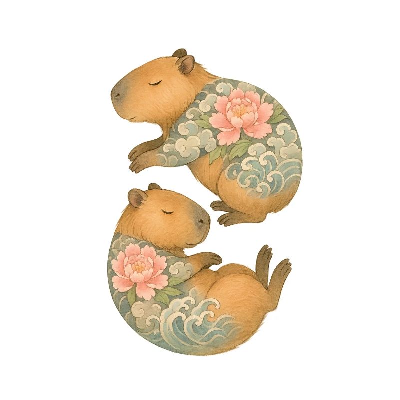 Compagnons Capybara Encrés – Sérénité flottante