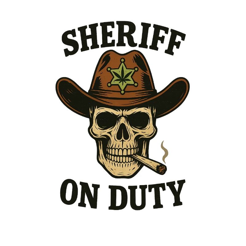 Sheriff Totenschädel mit Zigarre und Abzeichen