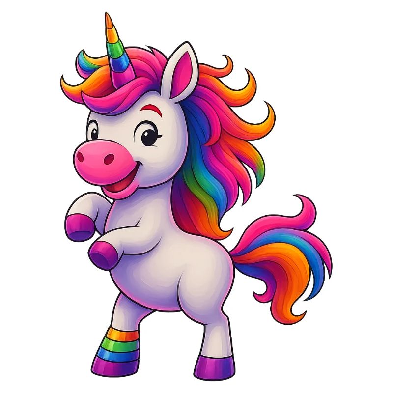 Bunter Einhorn mit Regenbogenmähne