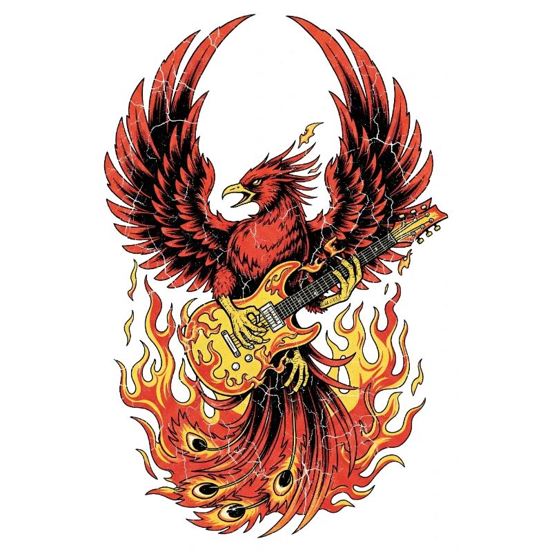 Fiery Eagle Guitar Rock Design