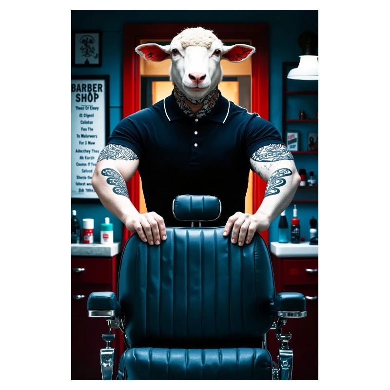 Humanoider Schaf Barbier