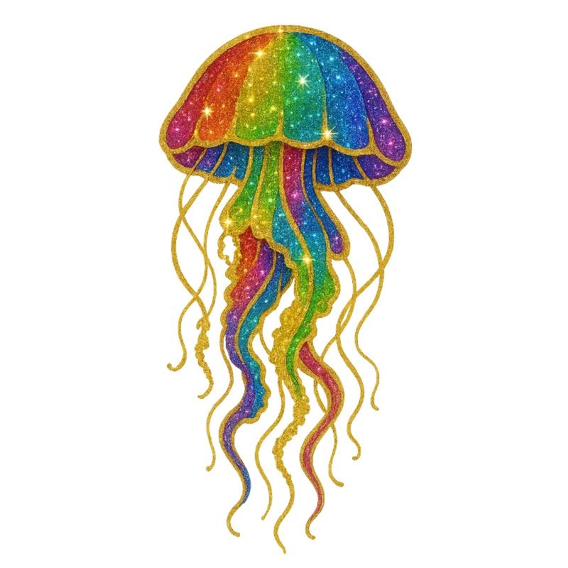 Glitzernder Regenbogenqualle Print