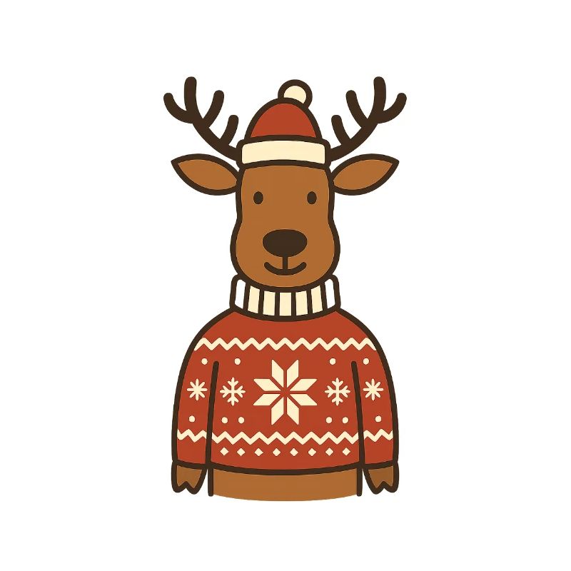 Lustiges Rentier im Norweger-Pullover
