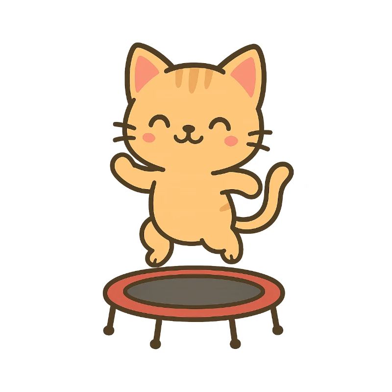 Fröhliches Kätzchen auf Trampolin