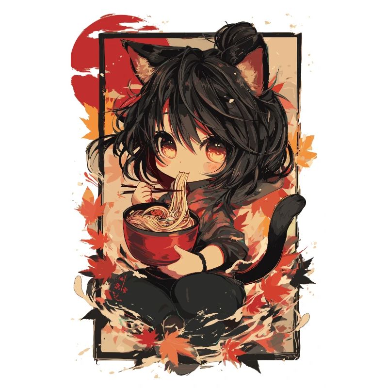 Katzenmädchen Ramen Herbst