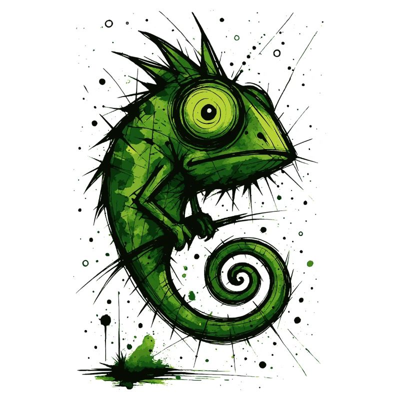 Funny chameleon with big eyes – splash