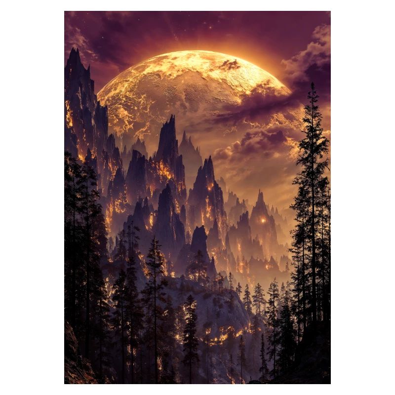 Fiery Summit at Dusk