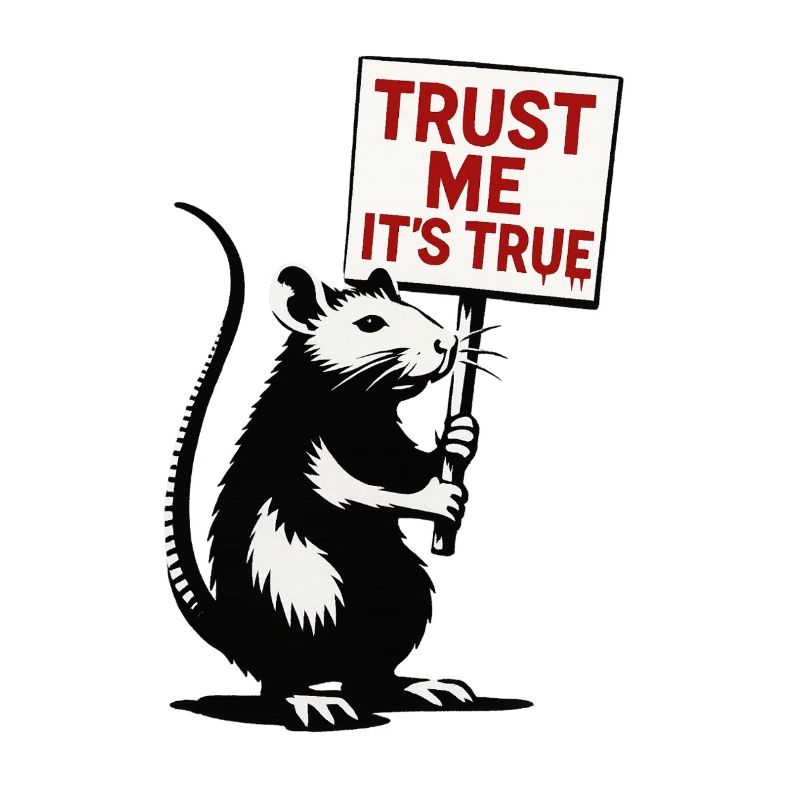 Ratte mit Schild Trust Me It’s True