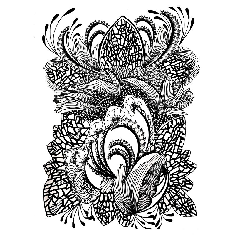 Black and white pattern flowers