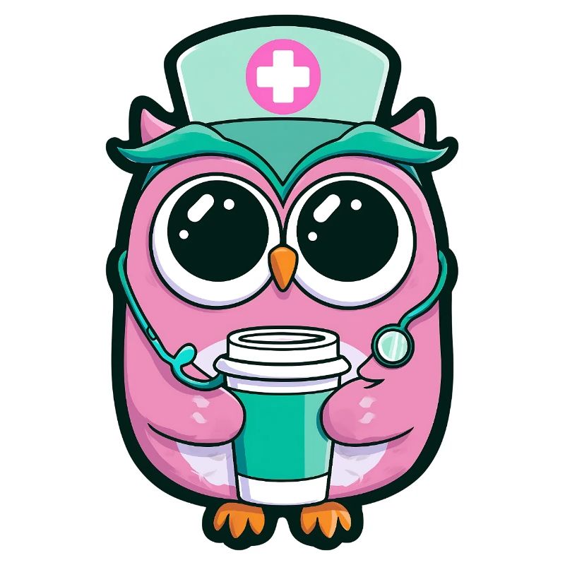 Kawaii Krankenschwester Eule Kaffee
