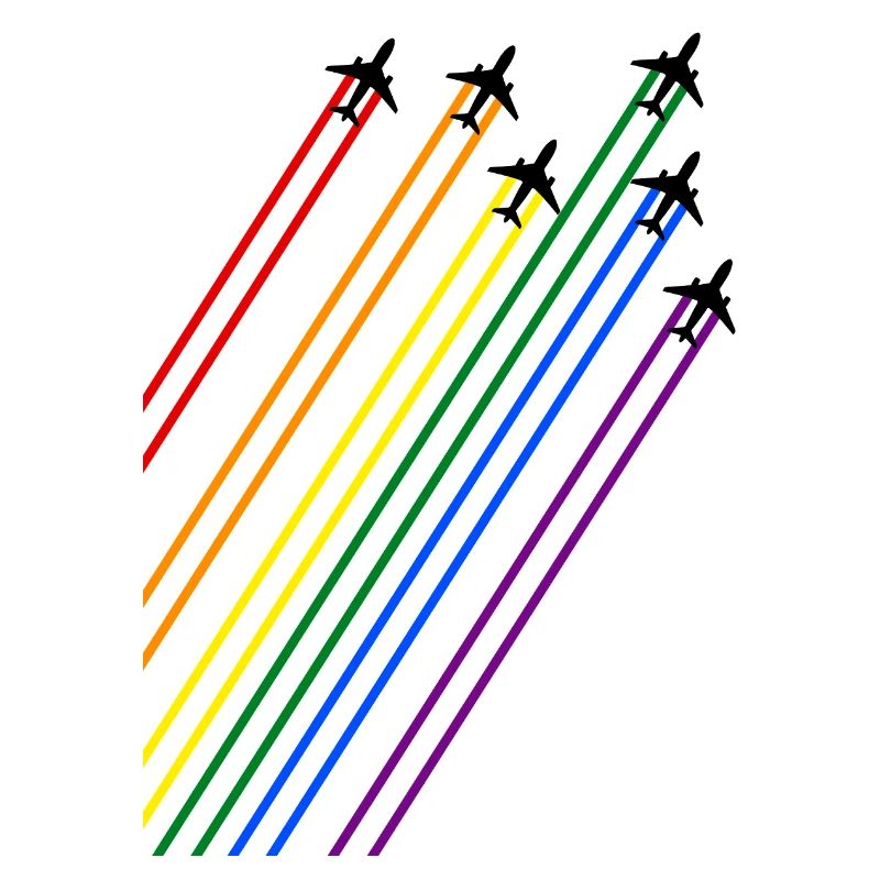 Black planes with rainbow trails