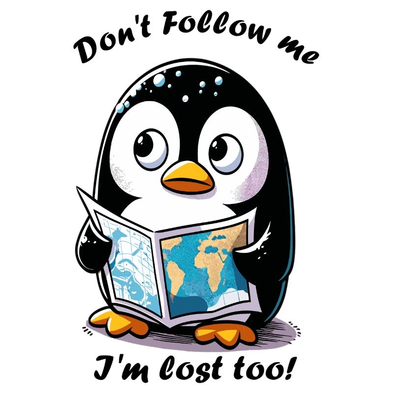 Lost Penguin with Map