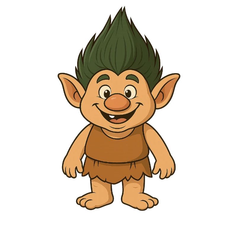 Fröhlicher Waldtroll Cartoon