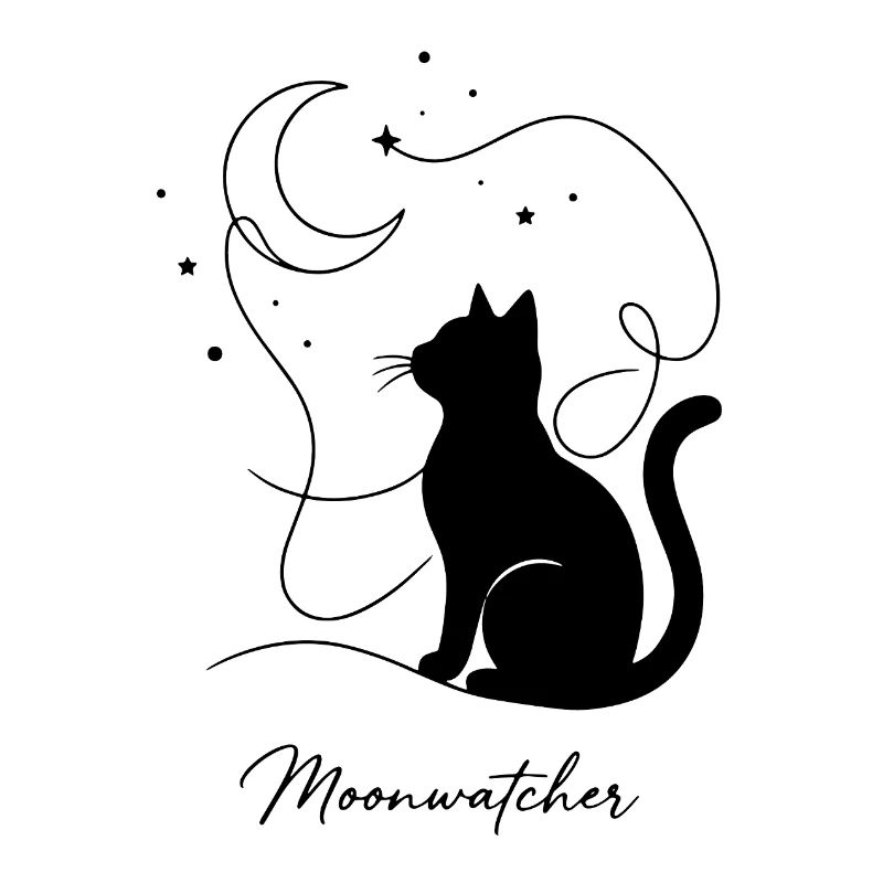 Nuit Silhouette de Chat Moonwatcher