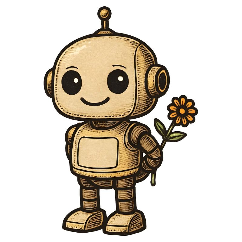 Retro-Roboter mit Blume