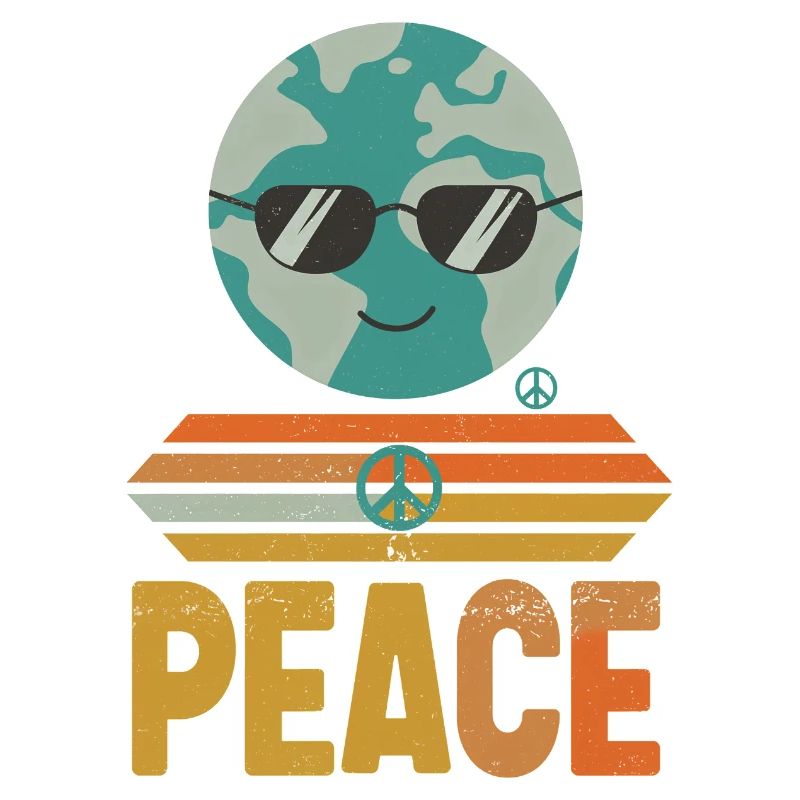 Erde mit Peace-Sonnenbrille Retro