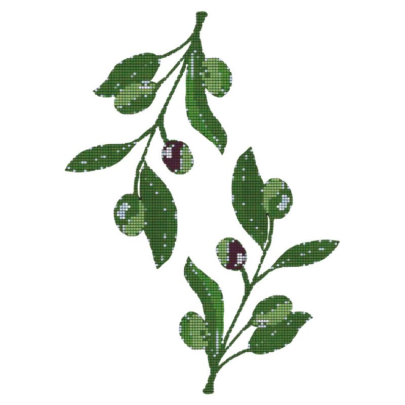 olive branches Mosaic Green