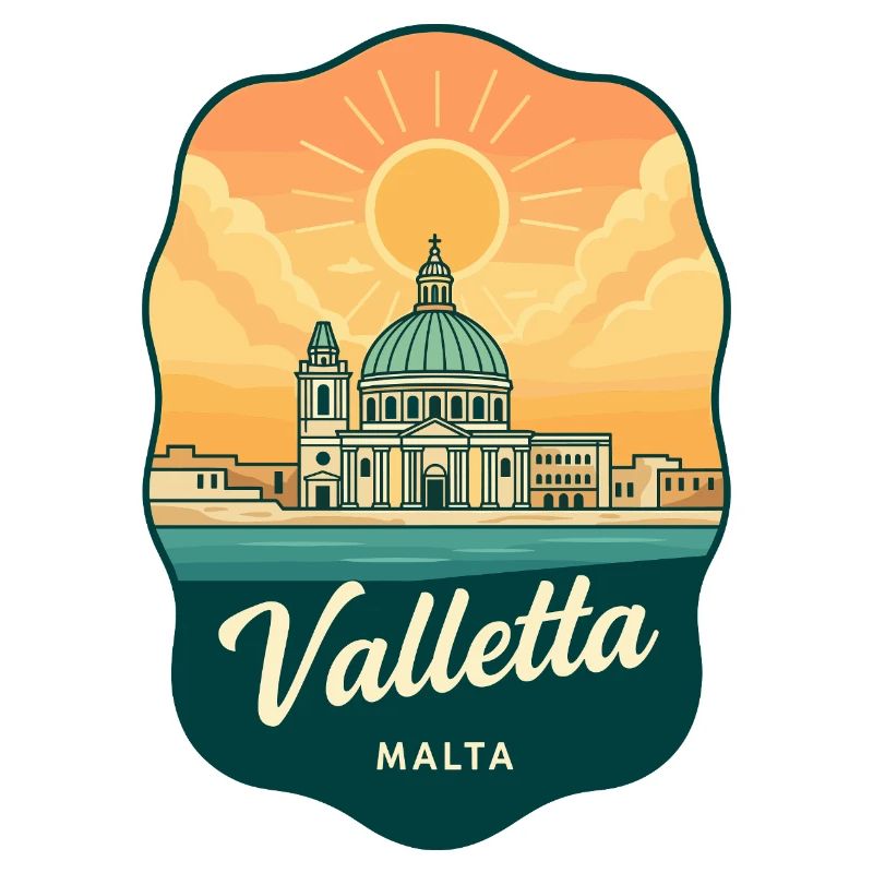Badge de voyage Retro Sunset de Valletta Malta