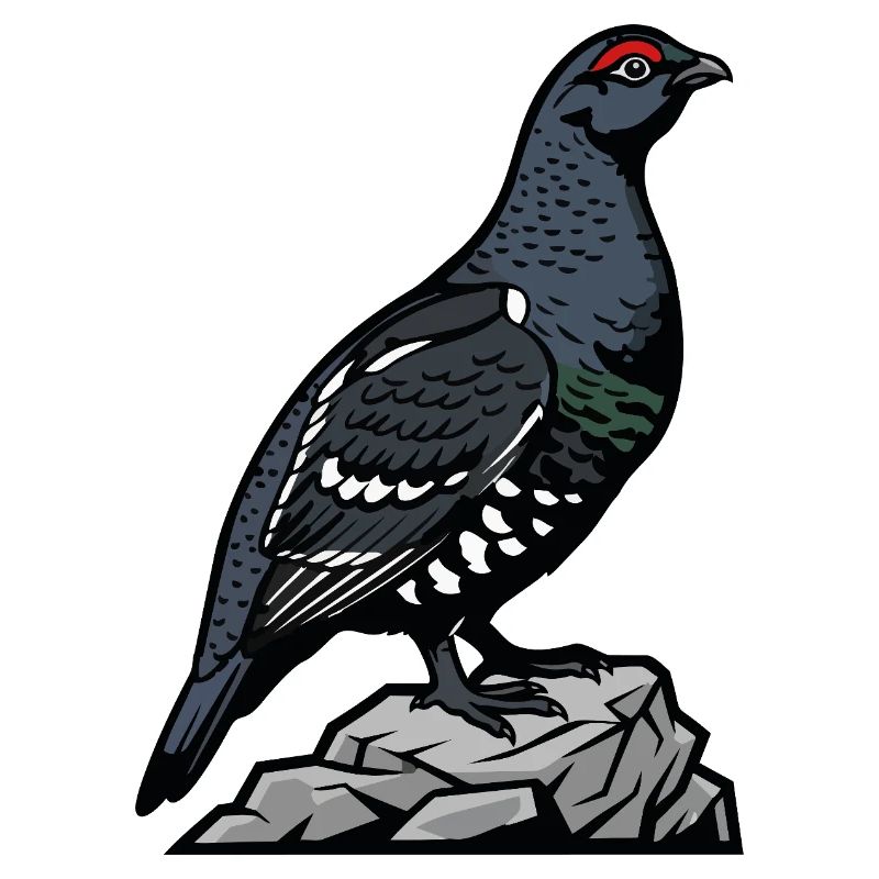 Bécasse noire sur roche