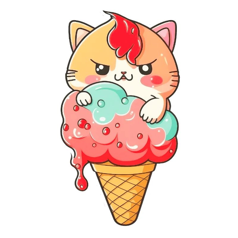 Süßer Katzen-Eiscreme-Print