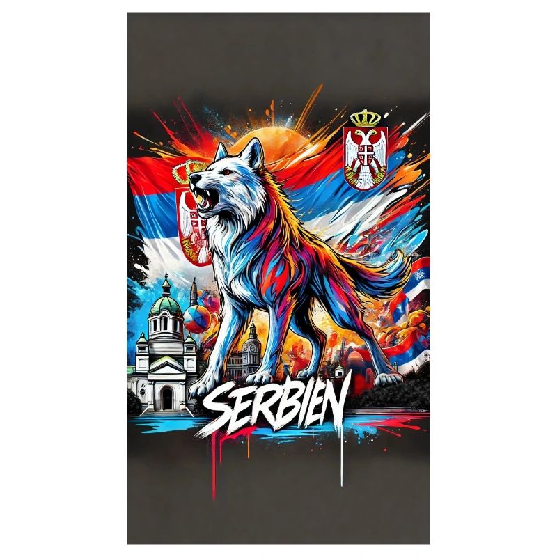 Conception du drapeau national du loup de Serbie