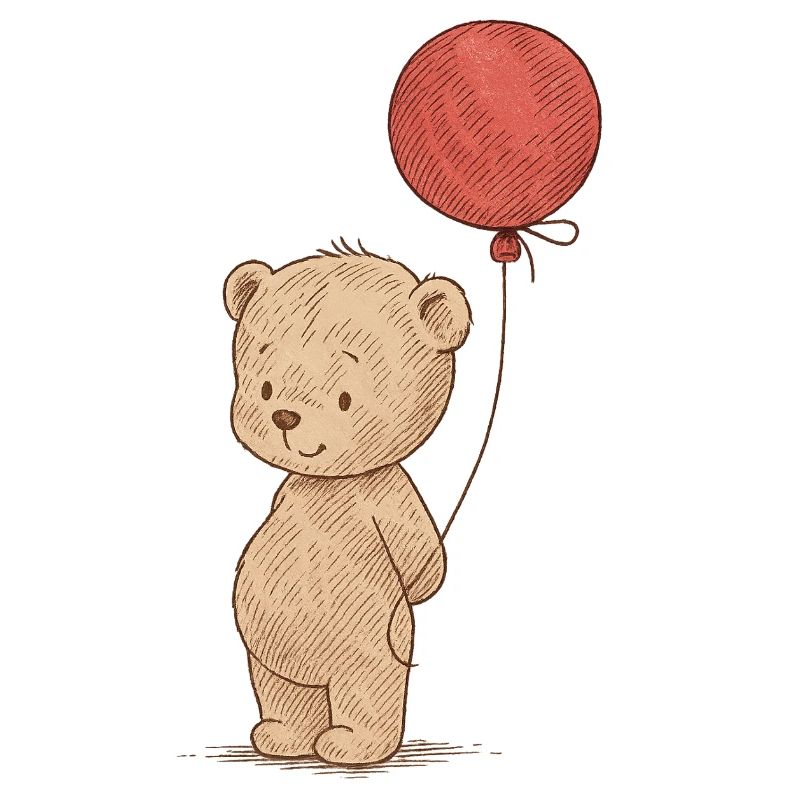 Mignon amant de l’ours avec ballon