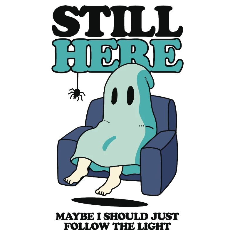 Ghost on Couch with Humorous Text